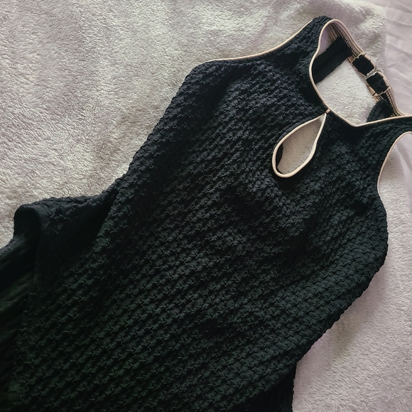 Anne Klein Black Textured And Tan One Piece  Bathing Suit - Picture 7 of 16